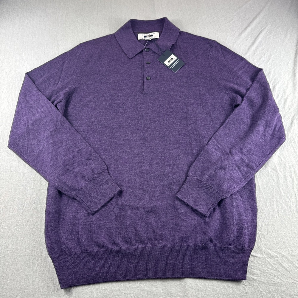 Joseph Abboud Polo Sweatshirt Mens M Purple Modern Fit Sweater Merino Wool NEW